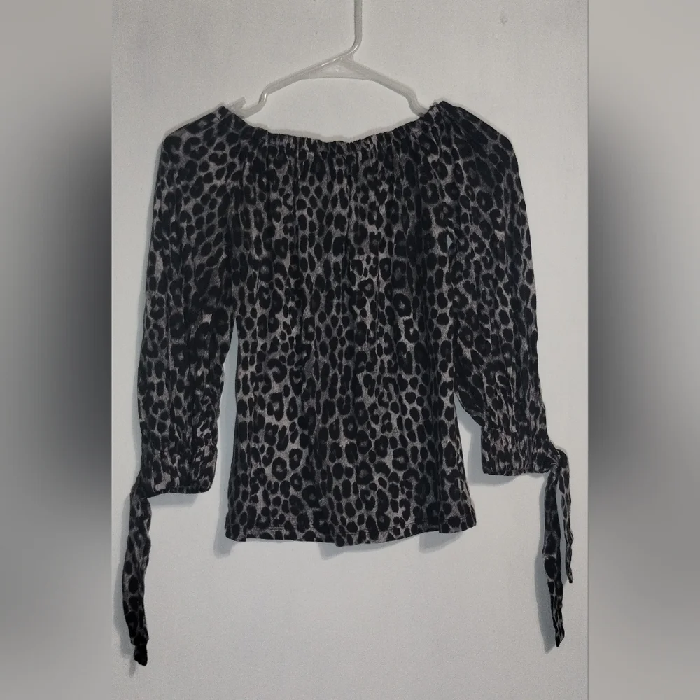 Michael Kors Black Leopard Print Blouse (XS)